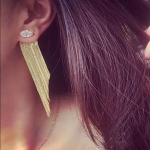 Gold tassels diamond earrings